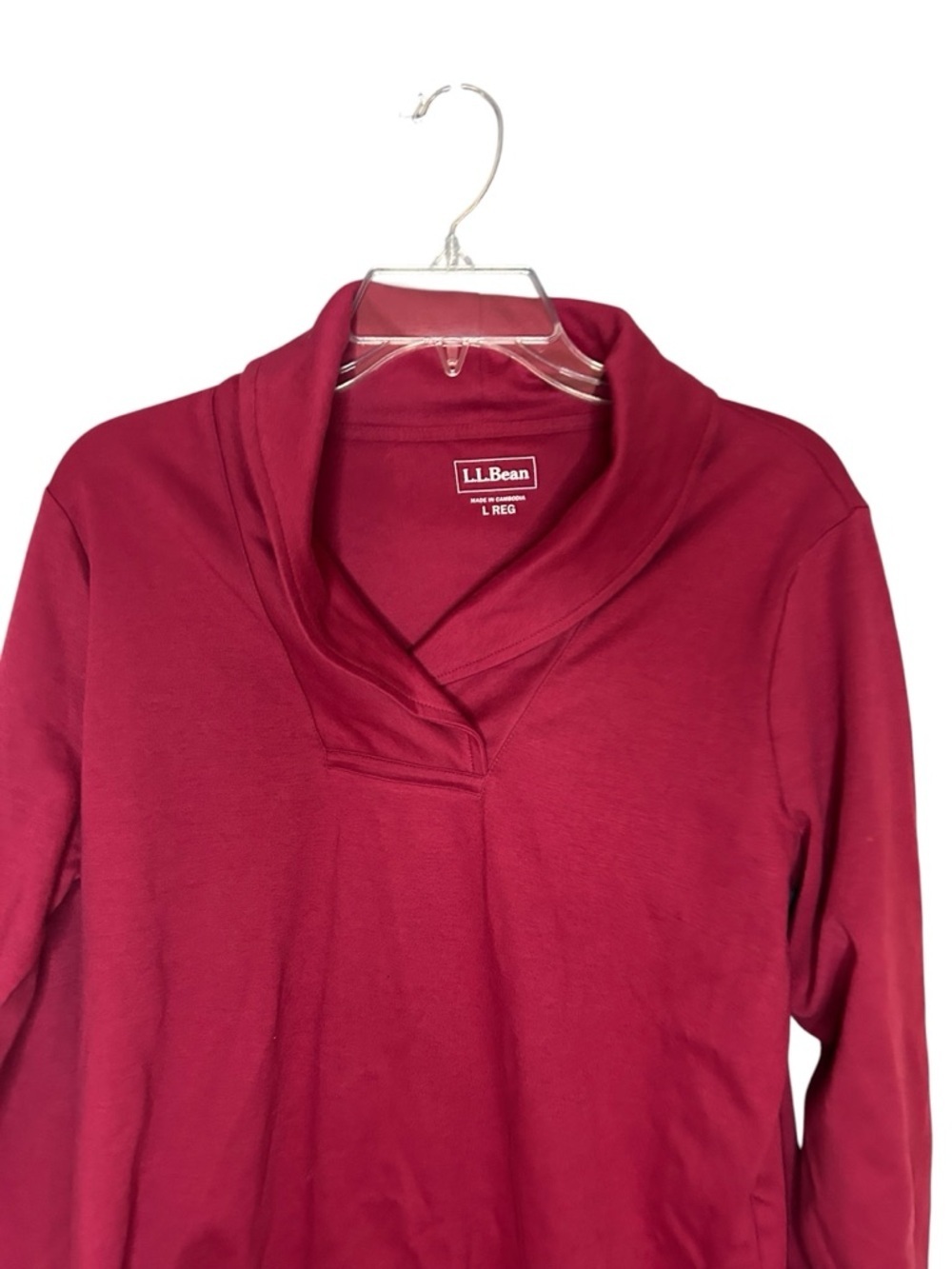 L.L. Bean Red Shawl Collar Pullover Top Cotton Women’s Large